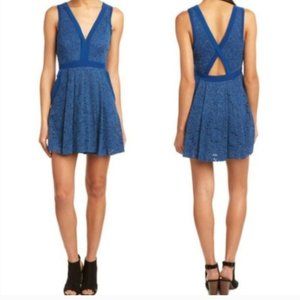 Free People | Lovely in Lace Blue Mini Dress Sz, M